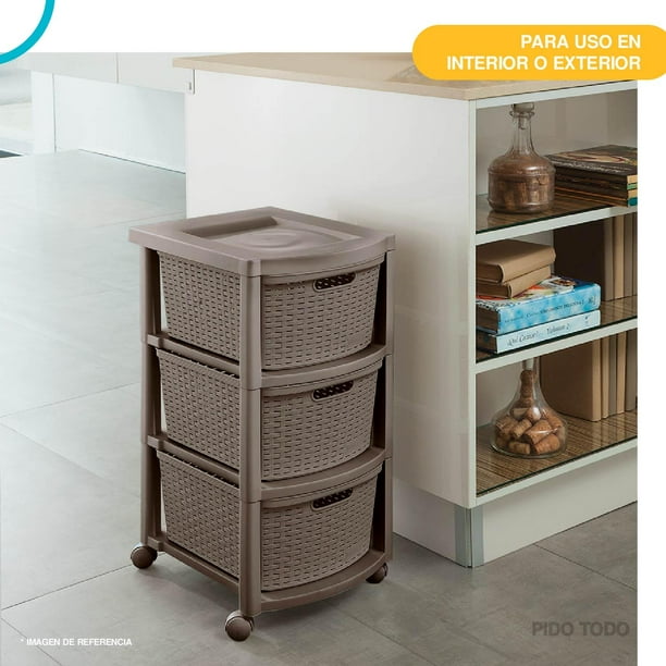 Torre 3 Niveles Cajonera Multiusos Organizador Plastico cafe 6.49 pulg Pido Todo CJN1 3GVT Walmart en linea