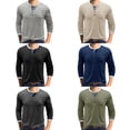 thumbnail image 5 of Sunloudy - Camisetas informales para hombre, cuello redondo, manga larga, cuello redondo, cierre de botones, escote Sunloudy S M L XL XXL, 5 of 5