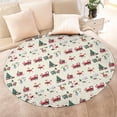 thumbnail image 4 of Beige Christmas Santa and Train Pattern Round Blanket,Comfortable Soft Flannel Throw Blanket,All Season,Warm Lightweight Blankets for Sofa Bed Couch Living Room Chair 47"x47", 4 of 5