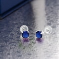 thumbnail image 4 of Gem Stone King 10K White Gold Blue Created Sapphire Stud Earrings for Women Men | 0.50 Cttw | Round 4MM | Fine Jewelry Gifts for Her Mom Women Wife, 4 of 4