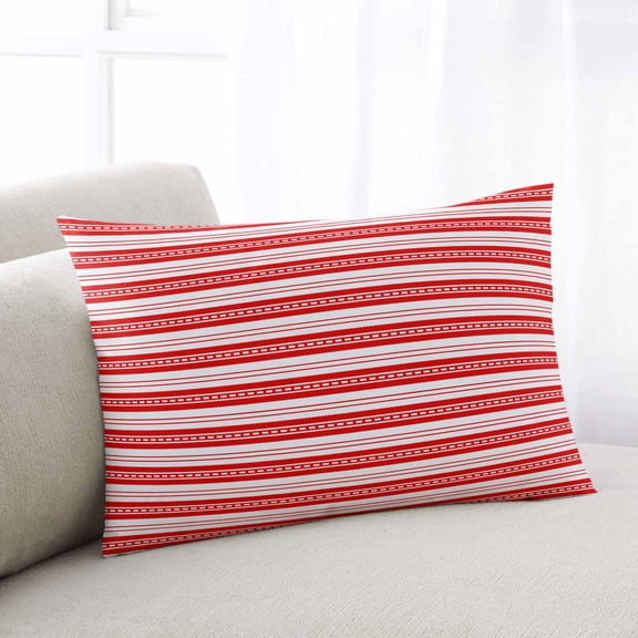 Boho Red Stripe Queen Size Pillow Cover, Pillowcase Protectors with Zipper, Breathable Decorative Throw Pillow Case Cover, Abstract Geometric White Minimalist Pillow Shams for Couch Sofa 20x30Inch