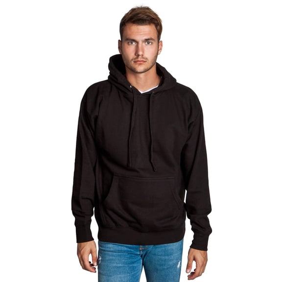 Men’s Heavyweight Casual Pullover Hoodie Sweatshirt with Front Pocket (Black, S)