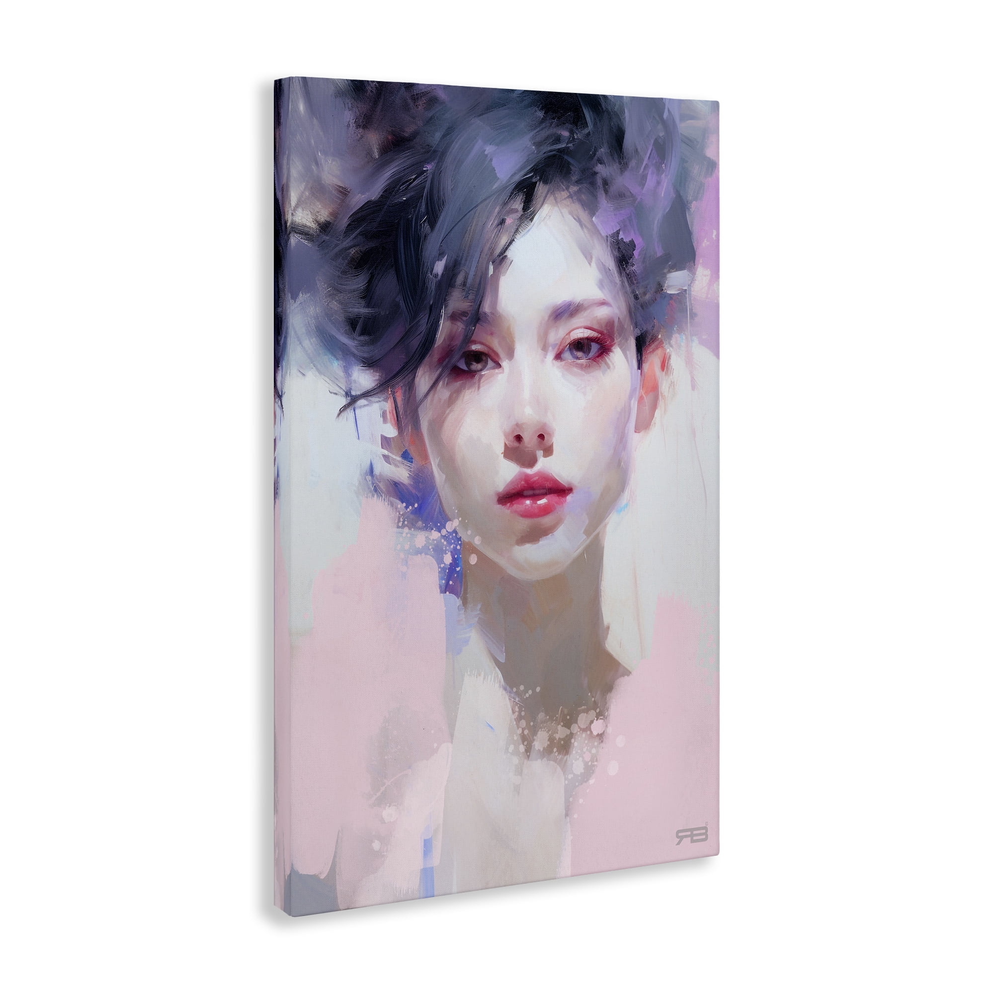 Stupell Industries Purple Haired Woman Novelty Painting Gallery Wrapped Canvas Art Print Wall Art, 30 x 45