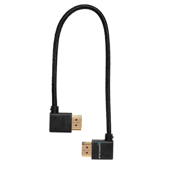 Kondor Blue 12" Right Angle to Left Angle Full HDMI Straight Cable (Raven Black)