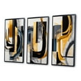 thumbnail image 3 of Designart "Glamorous Gold and Black Artistry II" Abstract Spirals Framed Wall Art Set Of 3 - Black Transitional Frame Canvas Set For Living Room Decor, 3 of 6