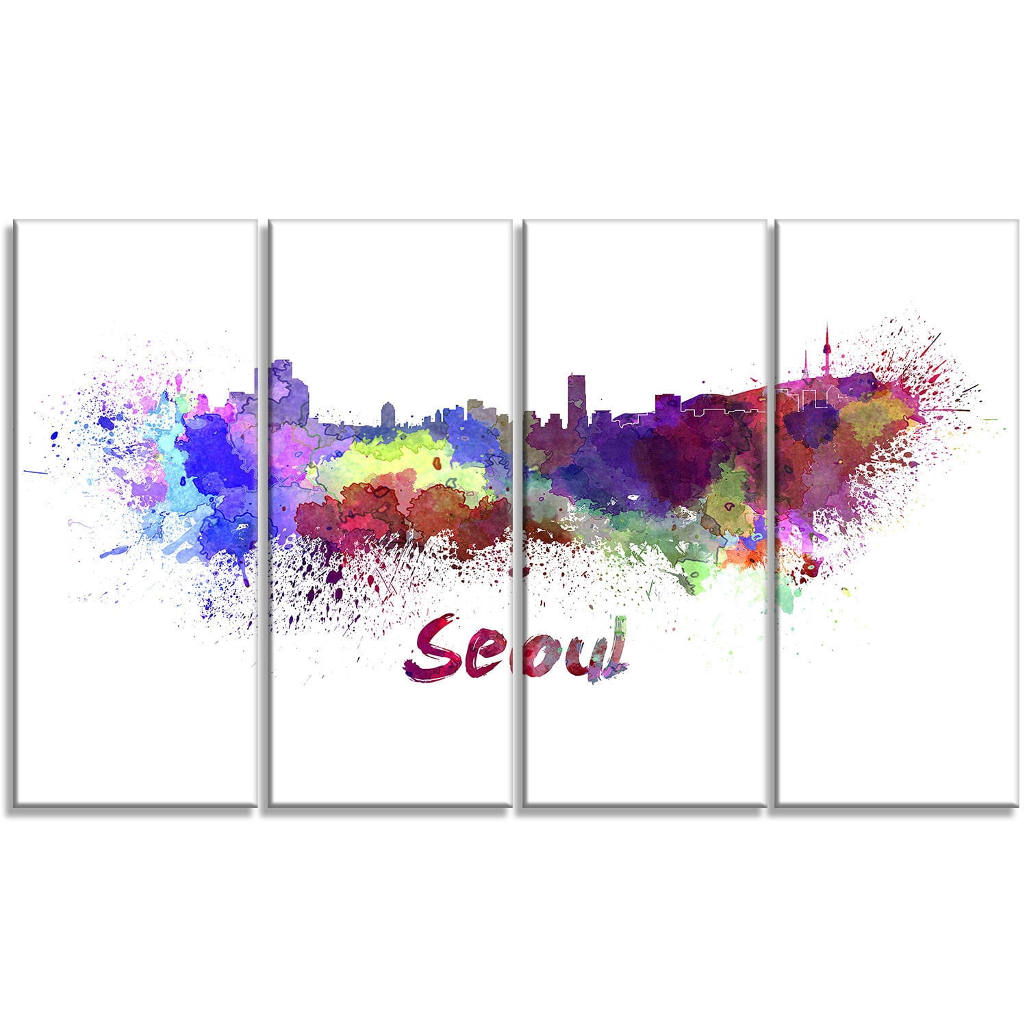 Designart 'Seoul Skyline ' Multipanel Cityscape Extra Large Metal Wall Art Print
