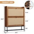 thumbnail image 6 of YOCWO Shoe Storage Cabinet with Flip Drawers for Entryway, Shoe Rack Organizer with Open Shelf, Walnut, 6 of 8
