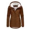 thumbnail image 5 of HANXIULIN Women Plus Size Winter Overcoat Women's Jacket Thick Outwear Plush Lined Hooded Coat Warm Trench Women's Coat Khaki 5XL, 5 of 7
