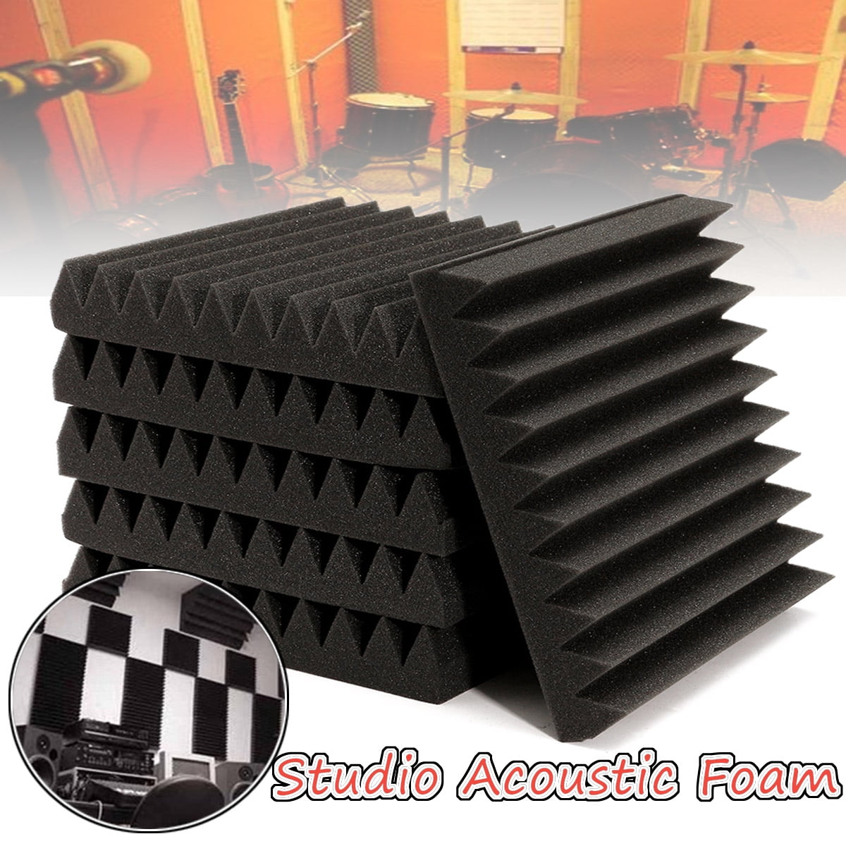 Great for music sound and noise reduction. FOAMENGINEERING 48-Pack Acoustic Panels Studio Soundproofing Foam Wedge tiles 1x12x12 100% Made in USA