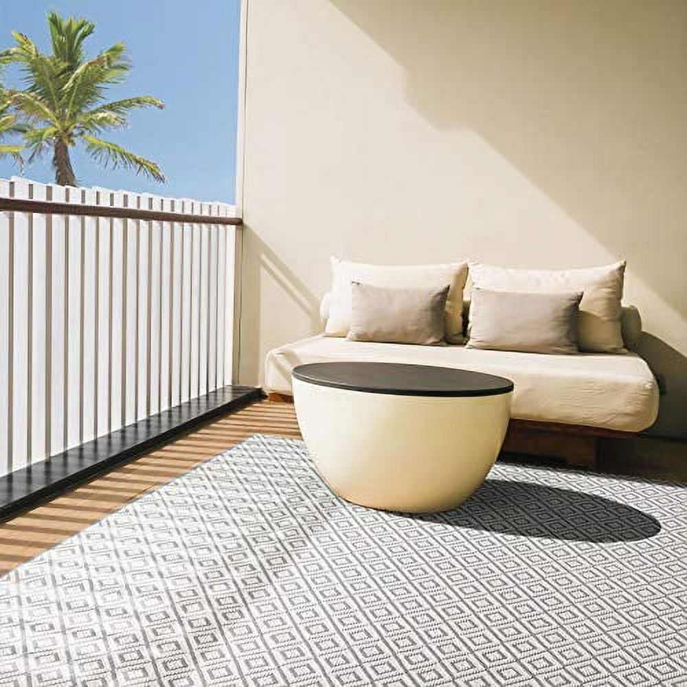 Home Dynamix Tripoli Lydia Modern Diamond Indoor/Outdoor Area Rug, Grey/Cream, 7'10"x10'2"