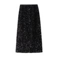 thumbnail image 4 of LMLYSoH Women Long Skirt, Elegant Elastic Waist Shiny Sequins Casual Skirt Streetwear for Daily, 4 of 9