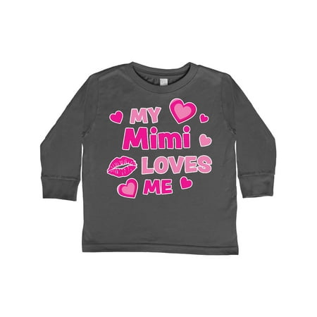 

Inktastic Valentine s Day My Mimi Loves Me Hearts and Lips Gift Toddler Boy or Toddler Girl Long Sleeve T-Shirt