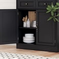 thumbnail image 5 of PUFFCAFE Bookcase with Doors & Drawers,Wood Book Shelf with Storage Cabinet,3 Tier Display Shelves,Metal Handles,Black Tall Book Case, 5 of 7