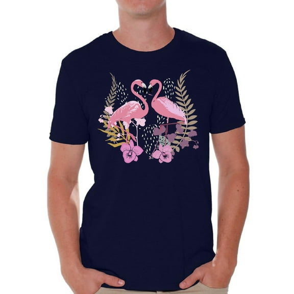 Awkward Styles Flamingo Love T Shirt for Men Summer Mens Shirts Pink Flamingo Clothes for Men Flamingo T-Shirt Beach Tshirt Pink Flamingo Gifts Flamingo Shirts Summer Clothing Collection for Men