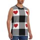 thumbnail image 2 of Balery Heart Black Buffalo Plaid Gingham Camisetas sin mangas para hombre, absorbe la humedad y protege contra el mal olor.-Medium, 2 of 7