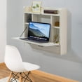 thumbnail image 2 of Wall Mount Folding Laptop Writing Computer or Makeup Desk with Storage Shelves and Drawer, Black, 2 of 5