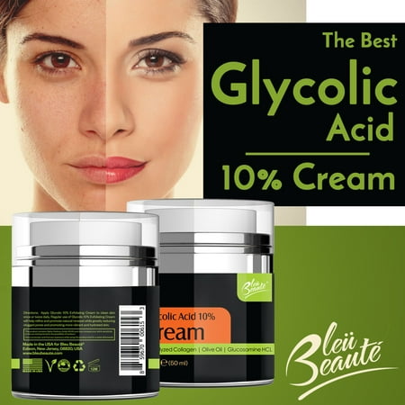 Glycolic Acid 10% Cream with Antioxidants, Hydrated Collagen Olive Oil (Best Glycolic Acid Cream)