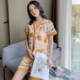 thumbnail image 1 of Pijama de verano de manga corta para mujer, talla grande 4XL, de seda color leche, bonito cárdigan coreano, conjunto de dos piezas para el hogar, 1 of 6