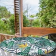 thumbnail image 2 of Ambesonne Tropical Vibes Fitted Round Tablecloth, Hawaii Aura Monstera, 45"- 56" Diameter, Mustard Fern Green Indigo, 2 of 5