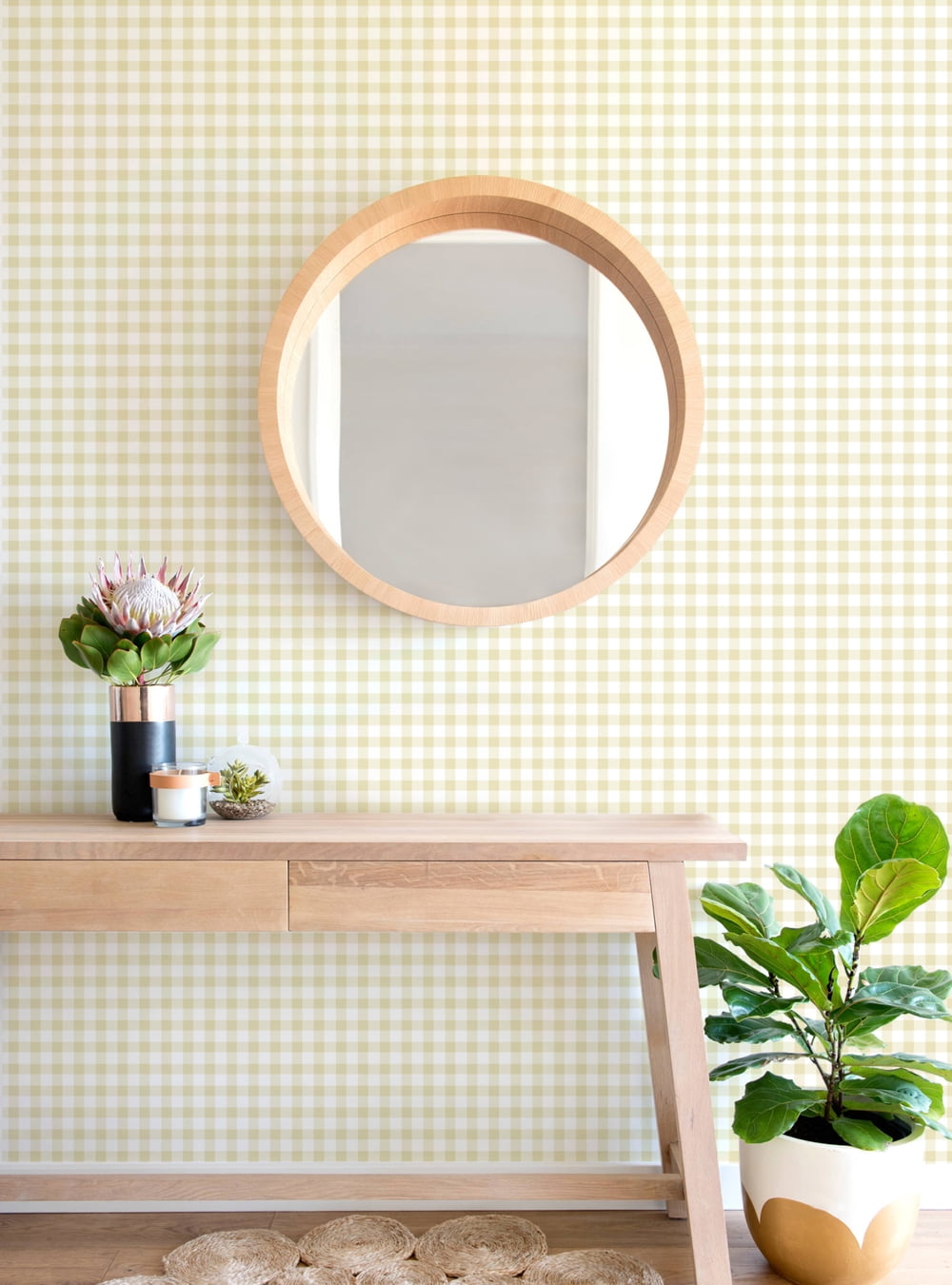 Gingham Check Pattern Peel and Stick Vinyl Wallpaper