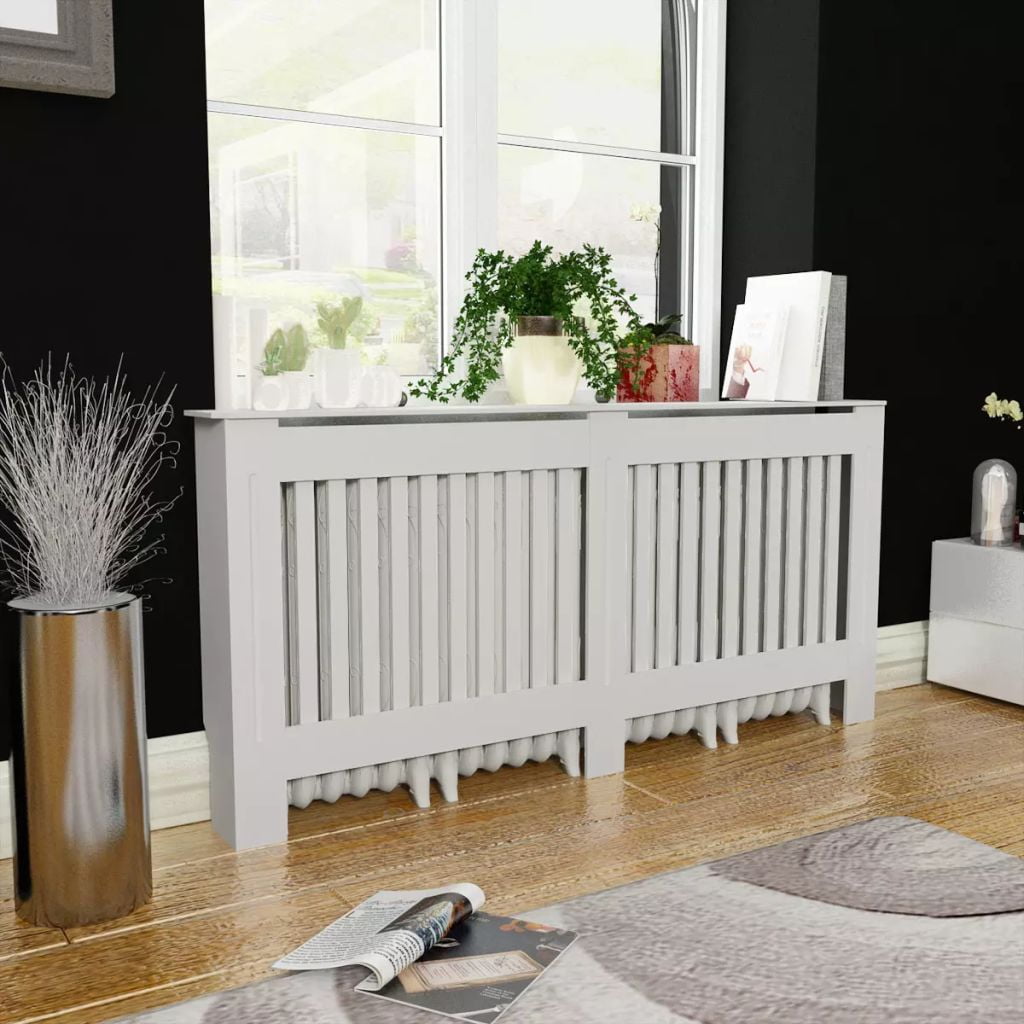 Radiator Cover Heating Wall Cabinet Shelf Modern Home White Stylish 44" MDF Chic 