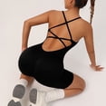 thumbnail image 4 of CHUMUD Womens Workout Outfit Built-In Bra Crisscross Back Tummy Control Butt Lifter Bodysuit Shorts, Seamless Activewear Romper Yoga Gym, 4 of 6