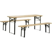 YOJFOTOOU. 6' Portable Picnic Table and Bench Set, Outdoor Wooden Folding Camping Dining Table Set for Patio Garden Outdoor Activities