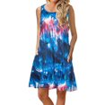 thumbnail image 1 of Herrnalise - Vestido informal holgado plisado de manga corta para mujer, estilo moderno, sin mangas, cuello redondo, estampado cómodo, con bolsillos, informal, holgado, para verano, 1 of 6
