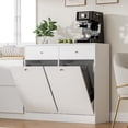 thumbnail image 2 of Trash Storage Cabinet with 2 Drawers, Double Tilt Out Trash Can Cabinet, Hidden Garbage Bin, Free Standing Laundry Sorter Organizer for Kitchen Dining Living Room, Bathroom, White, 2 of 8