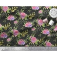 thumbnail image 2 of Soimoi Black Cotton Duck Fabric Leaves & Rose Floral Print Fabric by the Yard 44 Inch Wide, 2 of 3