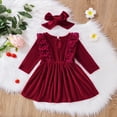 thumbnail image 3 of Toddler Baby Girls Velvet Tutu Dress Long Sleeve Princess Christmas Birthday Party Wedding Dresses Fall Winter Outfits 0-24M, 3 of 9