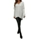 thumbnail image 4 of Sunloudy Suéter de otoño para mujer, suéter de punto de manga larga con cuello en V de color sólido con dobladillo irregular para damas, S / M / L / XL Sunloudy  moda, 4 of 7