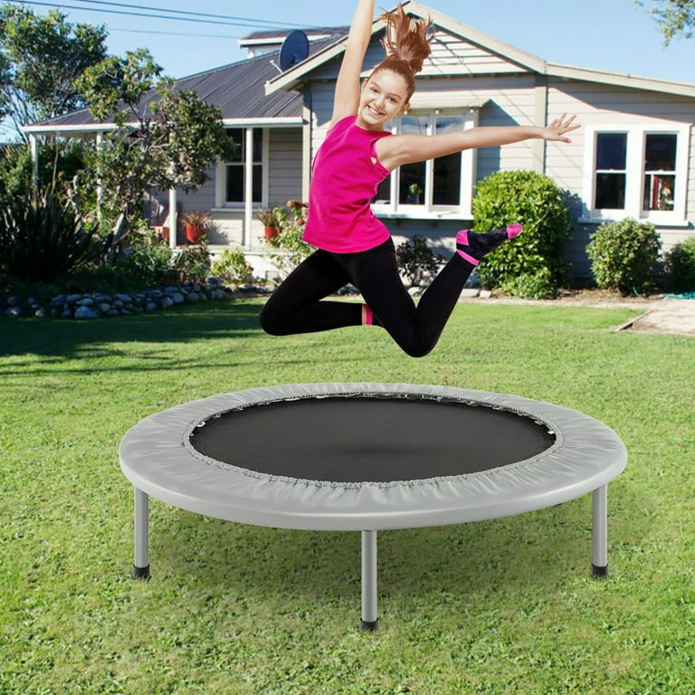 Gymax 38'' Folding Mini Trampoline Fitness Rebounder w/ Safety Pad