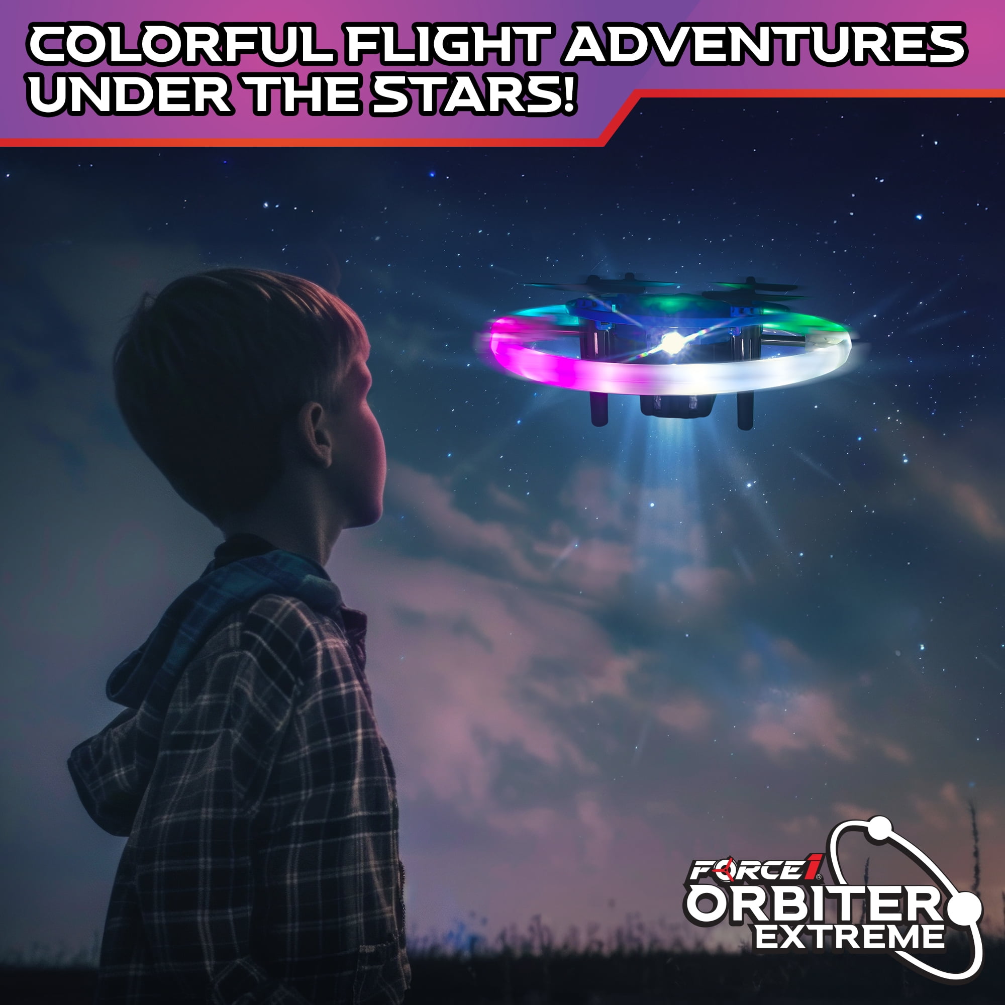 Force1 Orbiter Extreme Remote Control Indoor Flying Drone 360 LED Toy for Kids Ages 8+