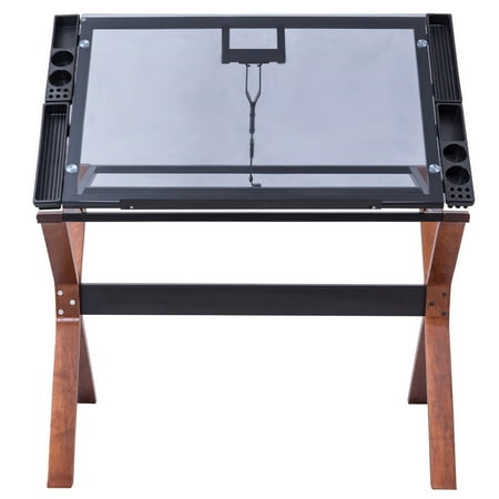 Gymax Adjustable Drafting Table Craft Station Drawing Desk Glass