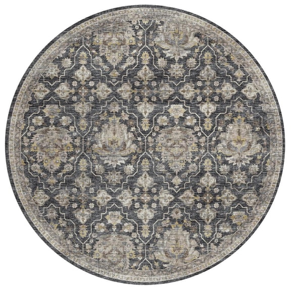 Dalyn Rug Company & Addison Rugs Indoor/Outdoor Marbella MB4 Charcoal Washable 8' x 8' Round Rug