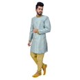 thumbnail image 3 of Multi Satan Tehra Brocade Silk Traditional Indian Wedding Indo-Western Sherwani for Men, 3 of 6