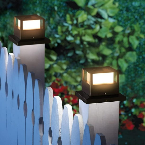 FREEDL 2 Pieces Black Solar Light Outdoor Outdoor Solar Hat Post Lamps Solar Gate Pillar Lamp LED Waterproof Solar Street Light for Garden Patio Fence