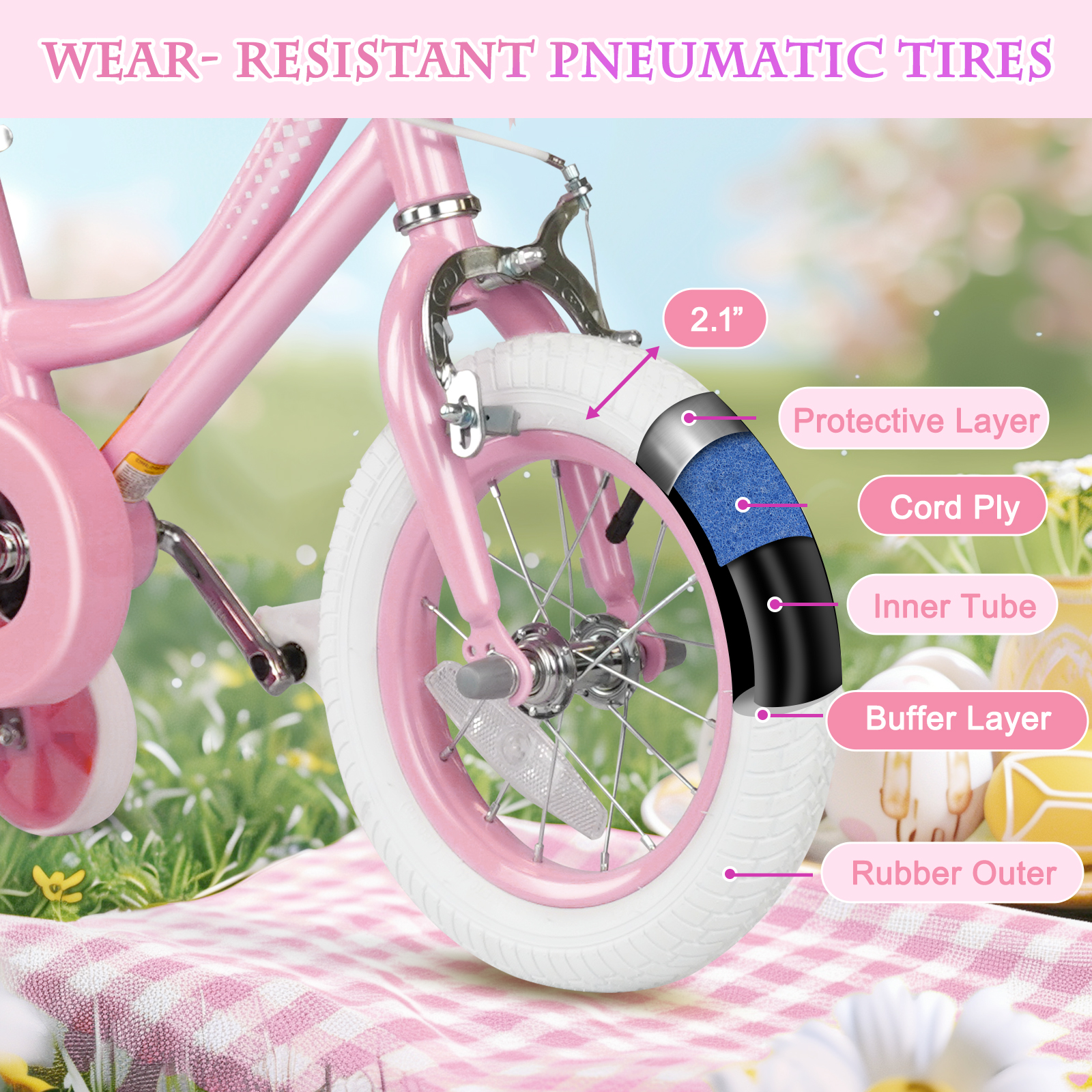 XJD Princess 12" Kids Bike with Training Wheels photo 5
