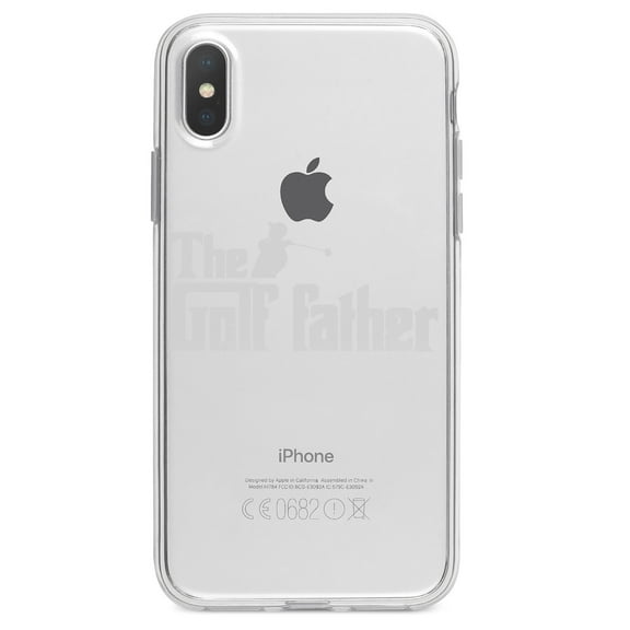 DistinctInk Clear Shockproof Hybrid Case for iPhone X / XS (5.8" Screen) - TPU Bumper Acrylic Back Tempered Glass Screen Protector - The Golf Father