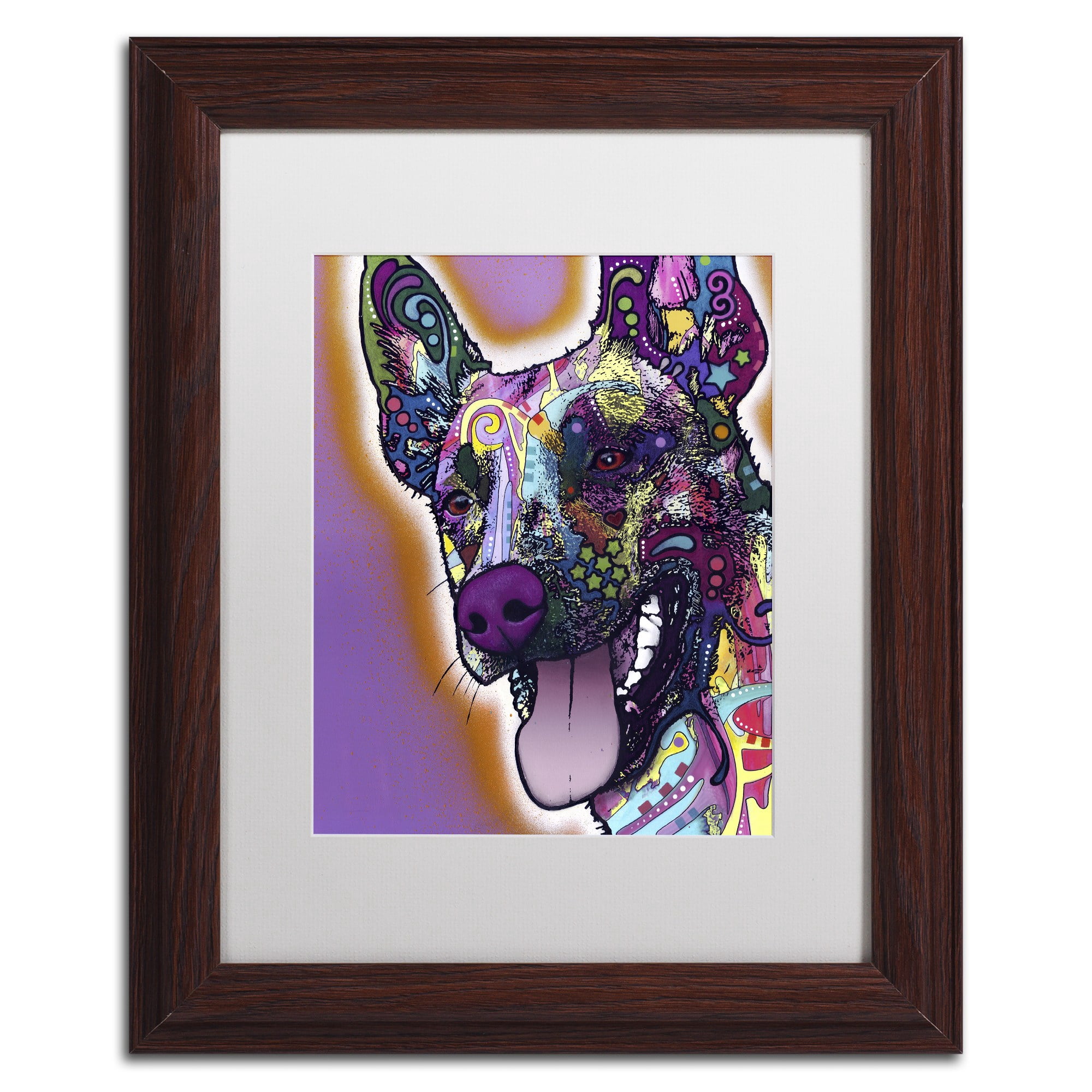 Trademark Fine Art "Malinois" Canvas Art by Dean Russo, White Matte, Wood Frame