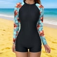 thumbnail image 5 of FDGIU ‌Women's Athletic Half Zip One Piece Swimsuit Tummy Control High Cut Training Surfing Wetsuit Comfortable Bathing Suit for Summer, 5 of 7