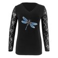 thumbnail image 4 of Camisetas divertidas para mujer, camisetas con hombros descubiertos, camisetas de manga larga, camisas holgadas, blusas de encaje, camisetas de malla Pompotops gfhjh22648, 4 of 6