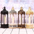 thumbnail image 4 of HESITONE Christmas Night Light Vintage Single Candle Hexagon Lantern for Xmas Party, 4 of 19