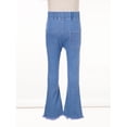 thumbnail image 5 of Alvivi Kids Girls Ruffle Flare Raw Hem Denim Pants High Waisted Bell Bottom Jeans Casual Trousers Type C 140/4XL, 5 of 7