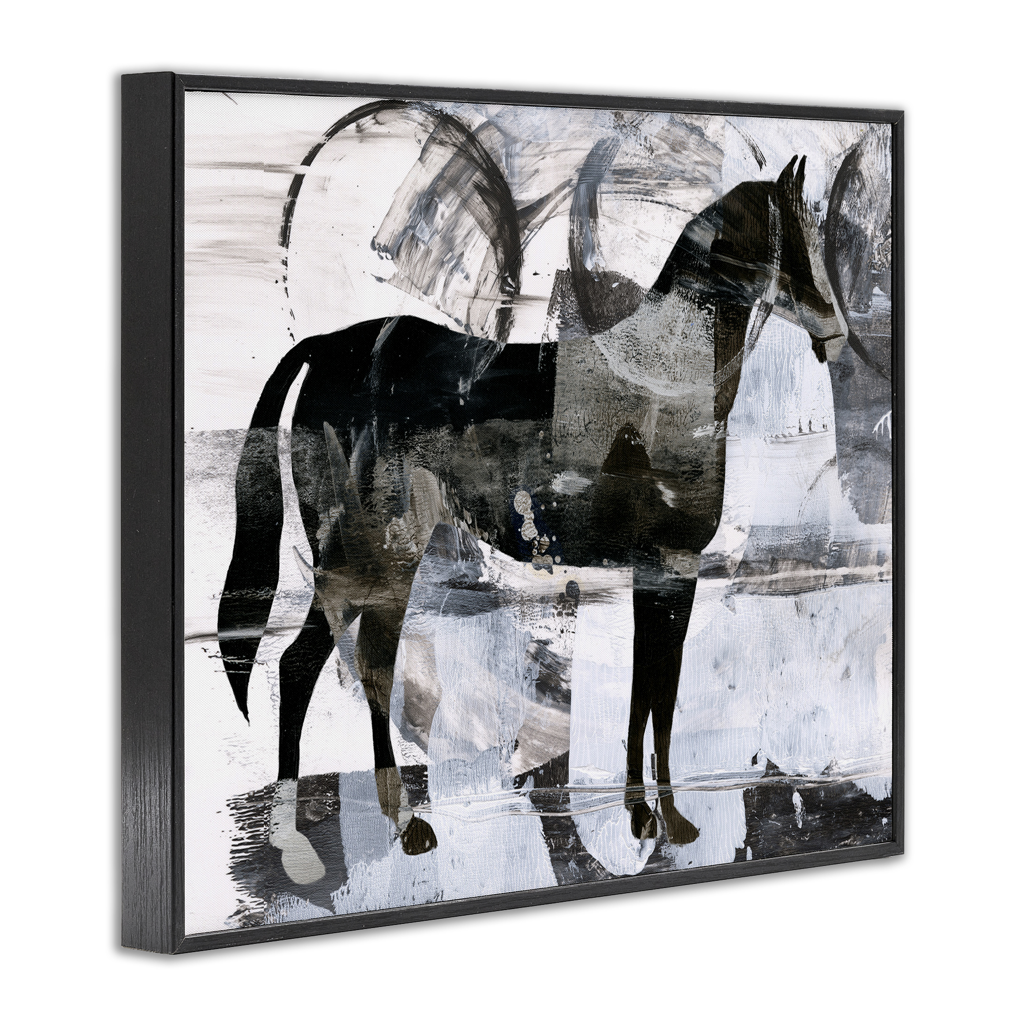 Stupell Industries Circle Pattern & Horse Animals & Insects Painting Black Framed Art Print Wall Art, 20 x 16