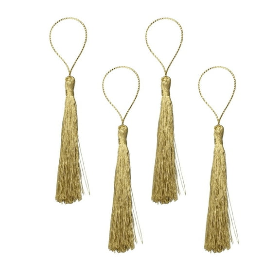GOOHOCHY 100pcs about 13cm Charm Tassel Home Curtain Accessories DIY Bookmark Tassel (Gold)