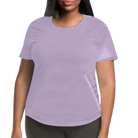 CAIVO Plus Size Women's Solid Color Short Sleeve Crew Neck T Shirt Comfortable Stylish Tops Summer Blouse Everyday Fashionable Back To School Dailywear