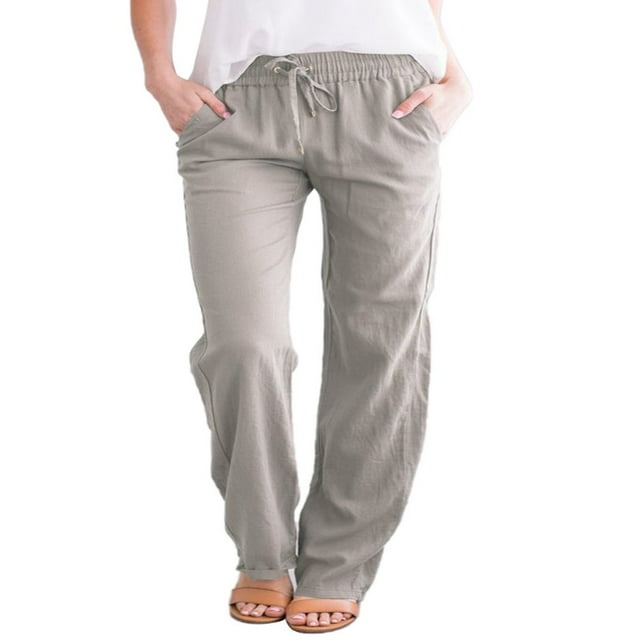 Womens Casual Sweatpants Straight Leg Drawstring Elastic High Waist Loose Comfy Pants Trousers with Pockets