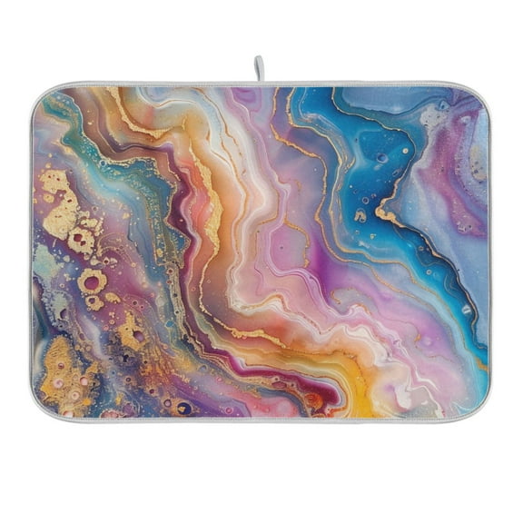 Colorful Marble Dish Drying Mat 16x18 Absorbent Microfiber Draining Rack Pad for Kitchen Counter Sink
